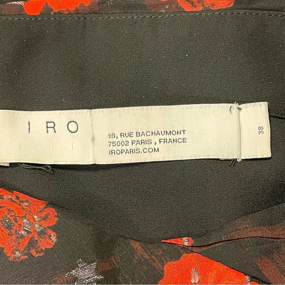 IRO Bootab Ruched Floral Print Fil Coupe Chiffon Mini Skirt in Black - Picture 9 of 11